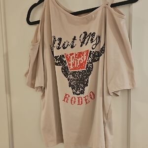 Women's Beige Graphic Tee - Not My First Rodeo